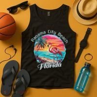 Panama City Beach Florida Beach Flamingo Tropical Souvenir Tank Top thumb 4