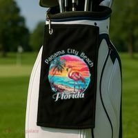 Panama City Beach Florida Beach Flamingo Tropical Souvenir Golf Towel thumb 2