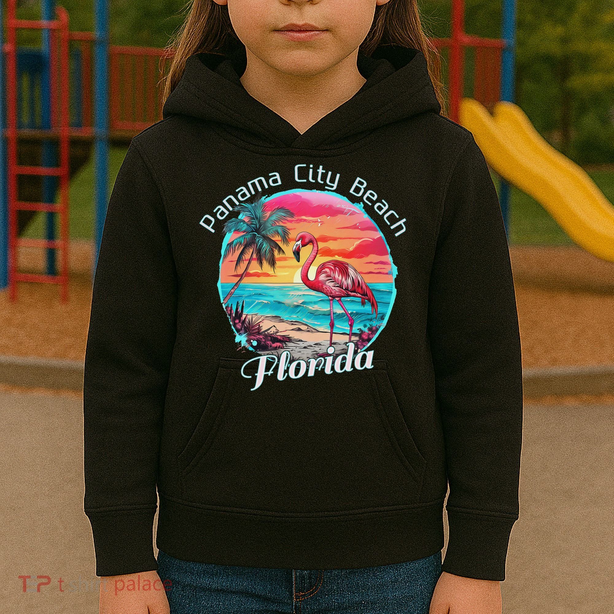 Panama City Beach Florida Beach Flamingo Tropical Souvenir Kids Hoodie