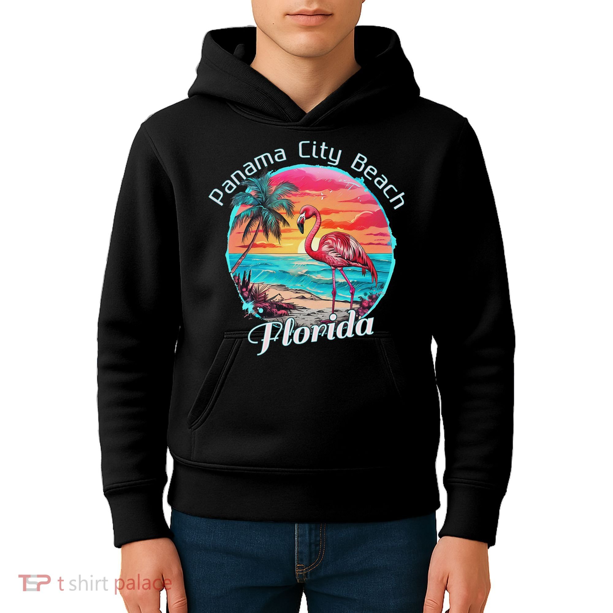 Panama City Beach Florida Beach Flamingo Tropical Souvenir Kids Hoodie