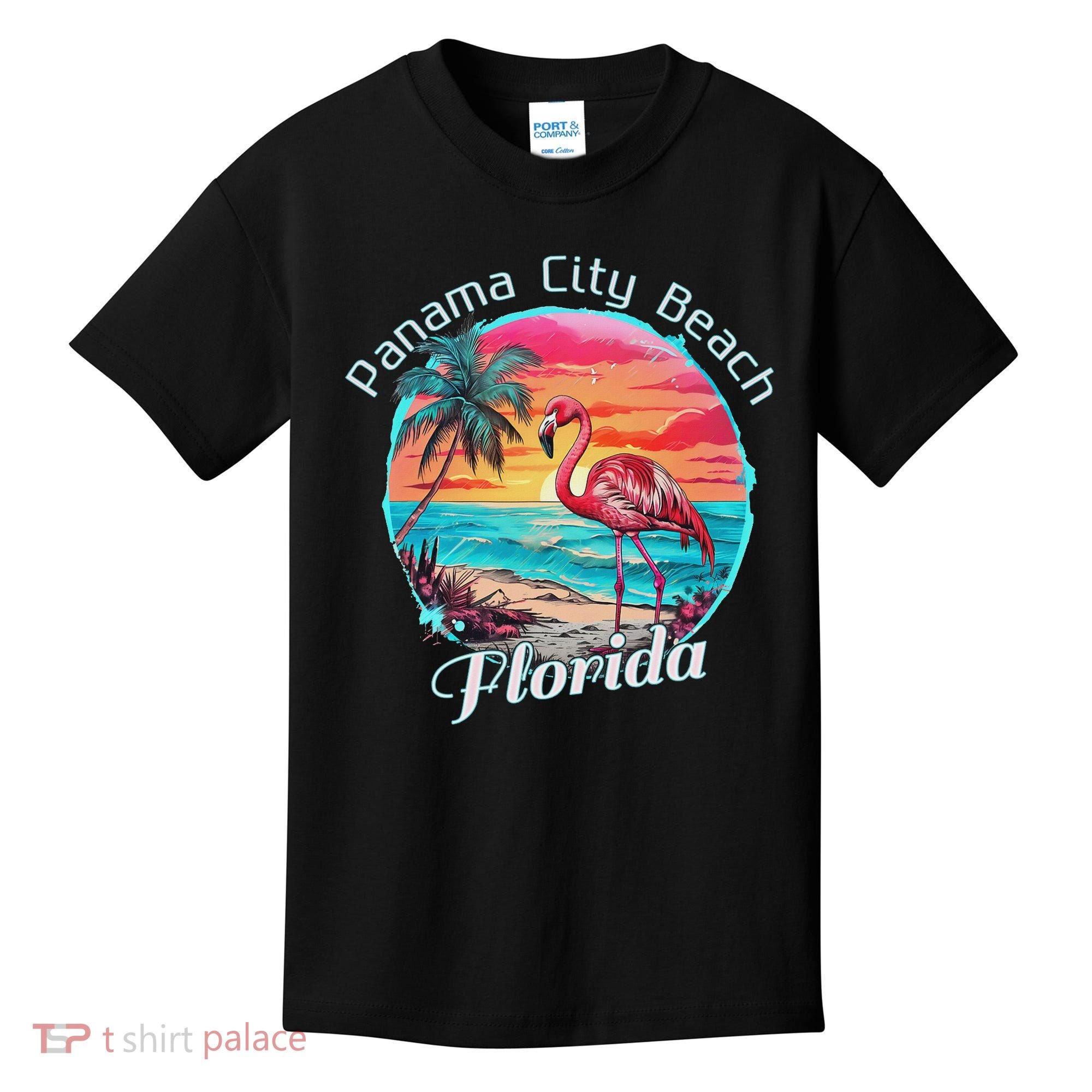 Panama City Beach Florida Beach Flamingo Tropical Souvenir Kids T-Shirt