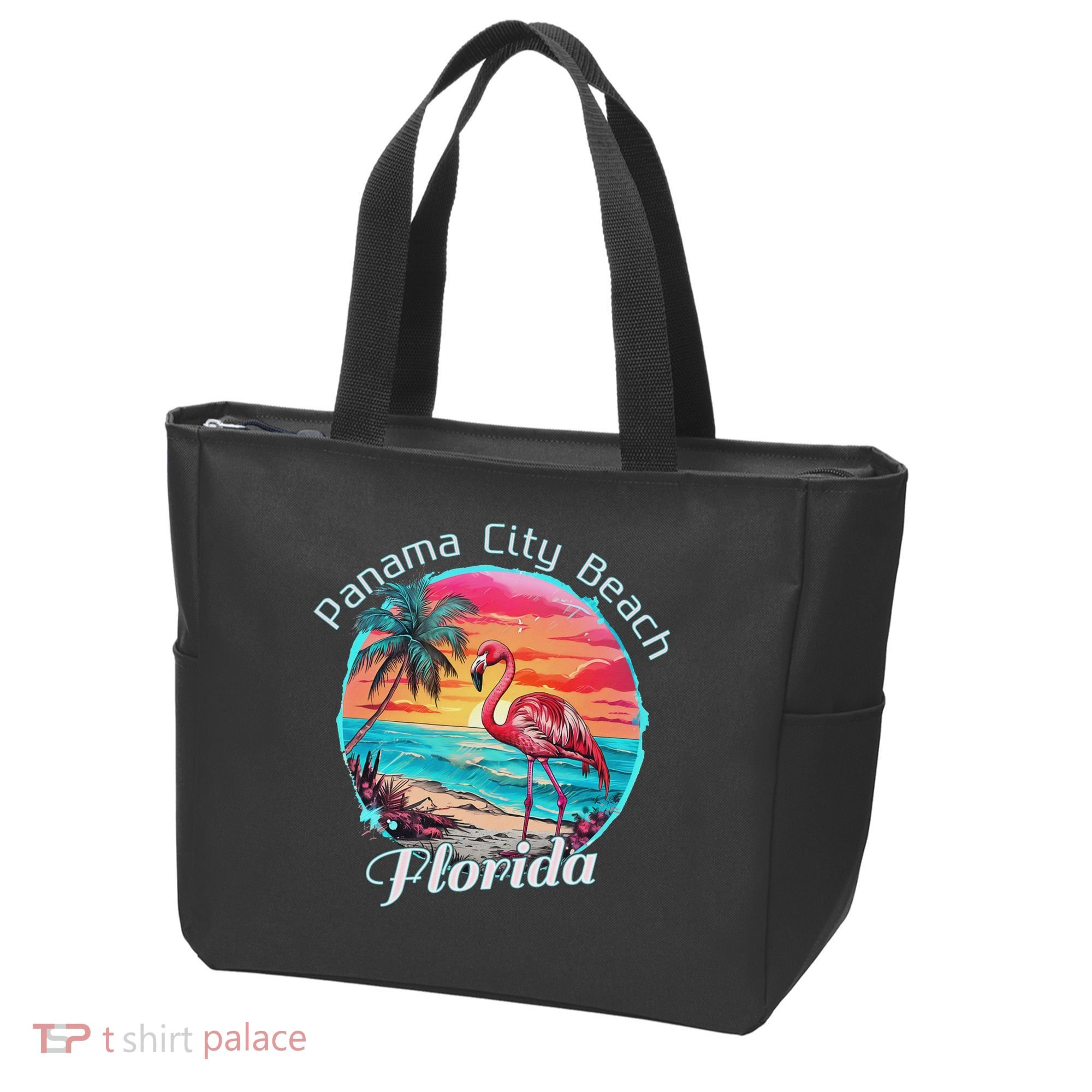 Panama City Beach Florida Beach Flamingo Tropical Souvenir Tote Bag