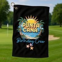 Punta Cana Birthday Crew Tropical Celebration Vibes Golf Towel thumb 1