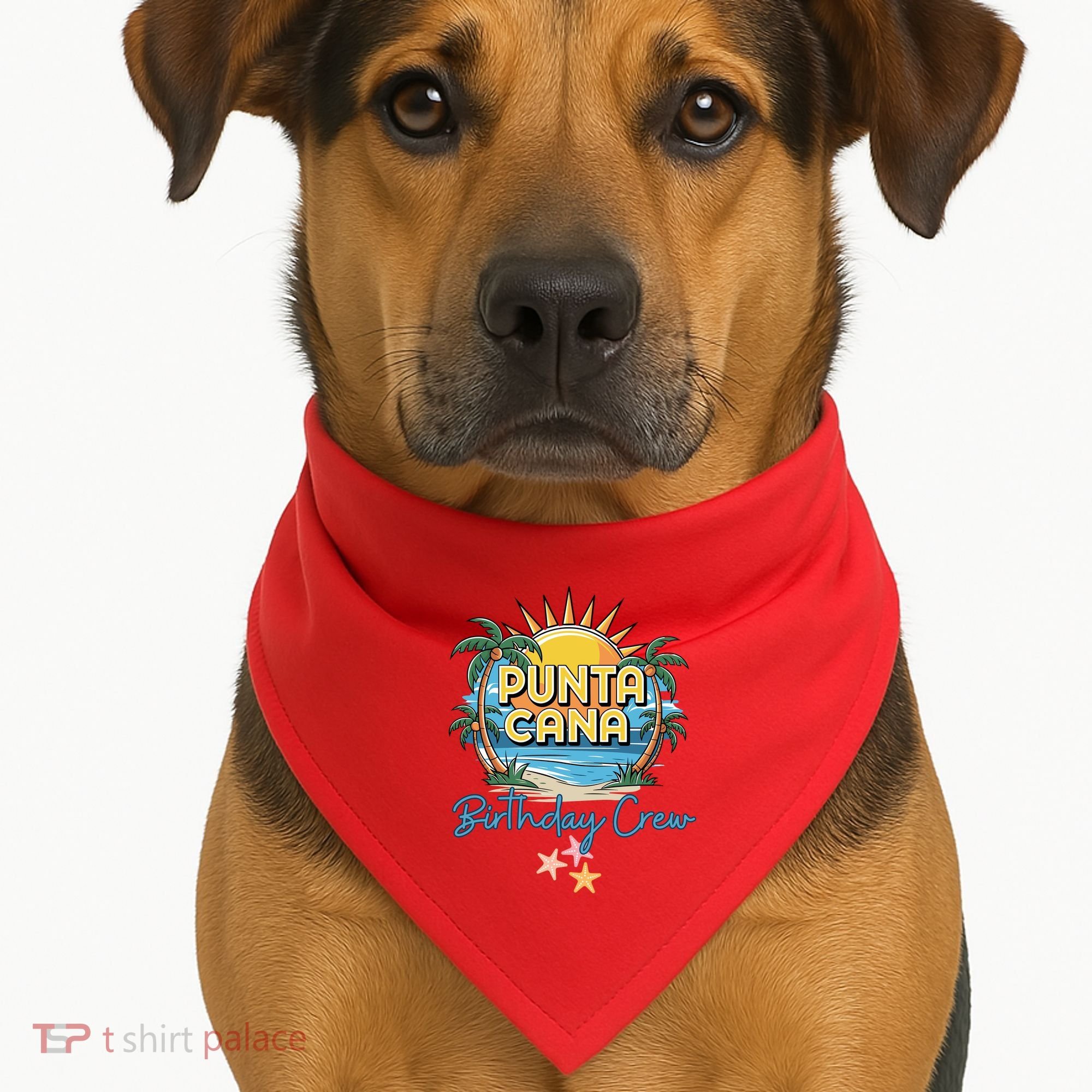 Punta Cana Birthday Crew Tropical Celebration Vibes USA-Made Doggie Bandana