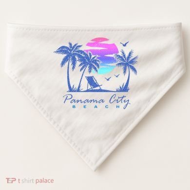 Panama City Beach Florida Vacation Trip Retro Vintage Sunset USA-Made Doggie Bandana