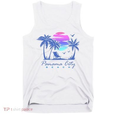 Panama City Beach Florida Vacation Trip Retro Vintage Sunset Tank Top