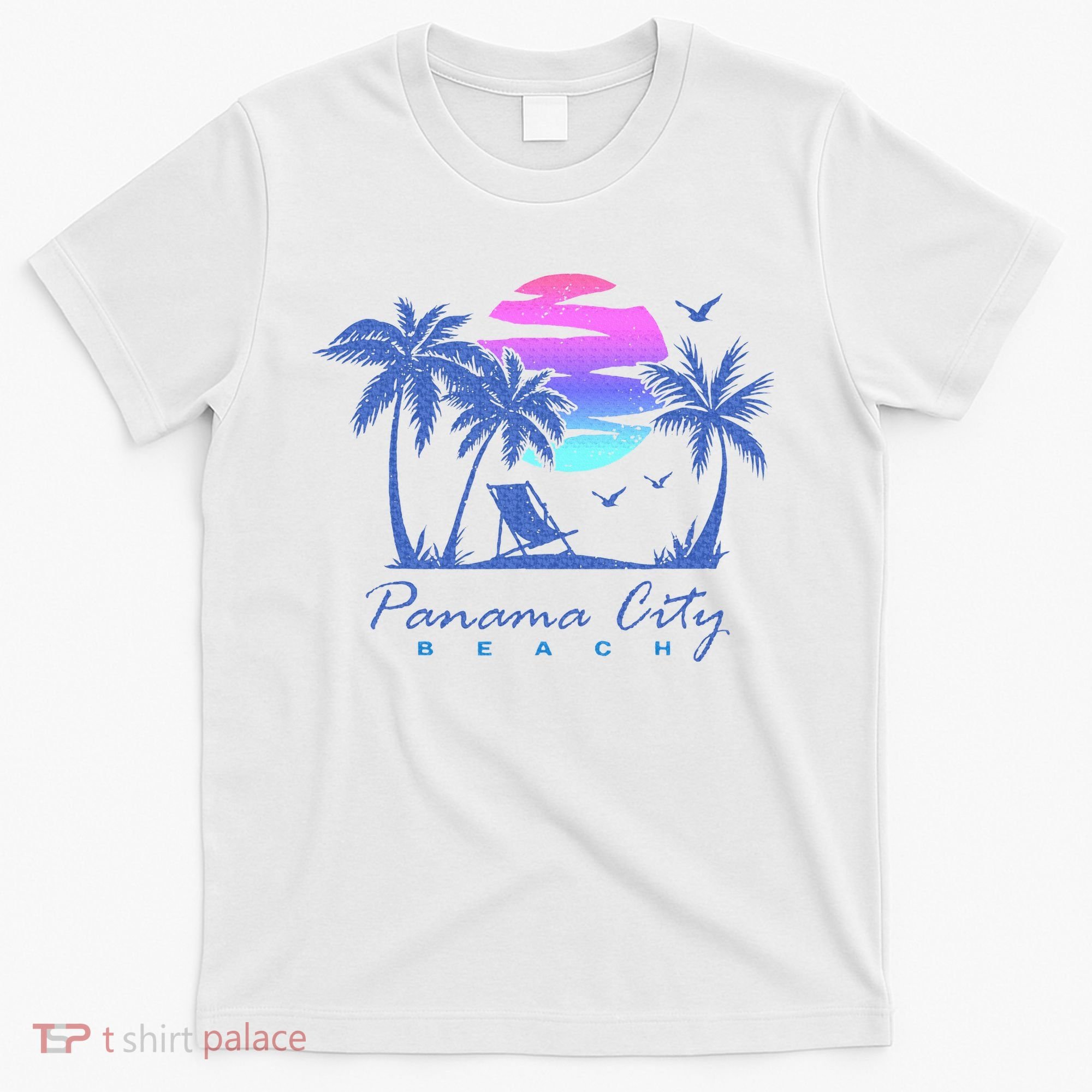 Panama City Beach Florida Vacation Trip Retro Vintage Sunset T-Shirt