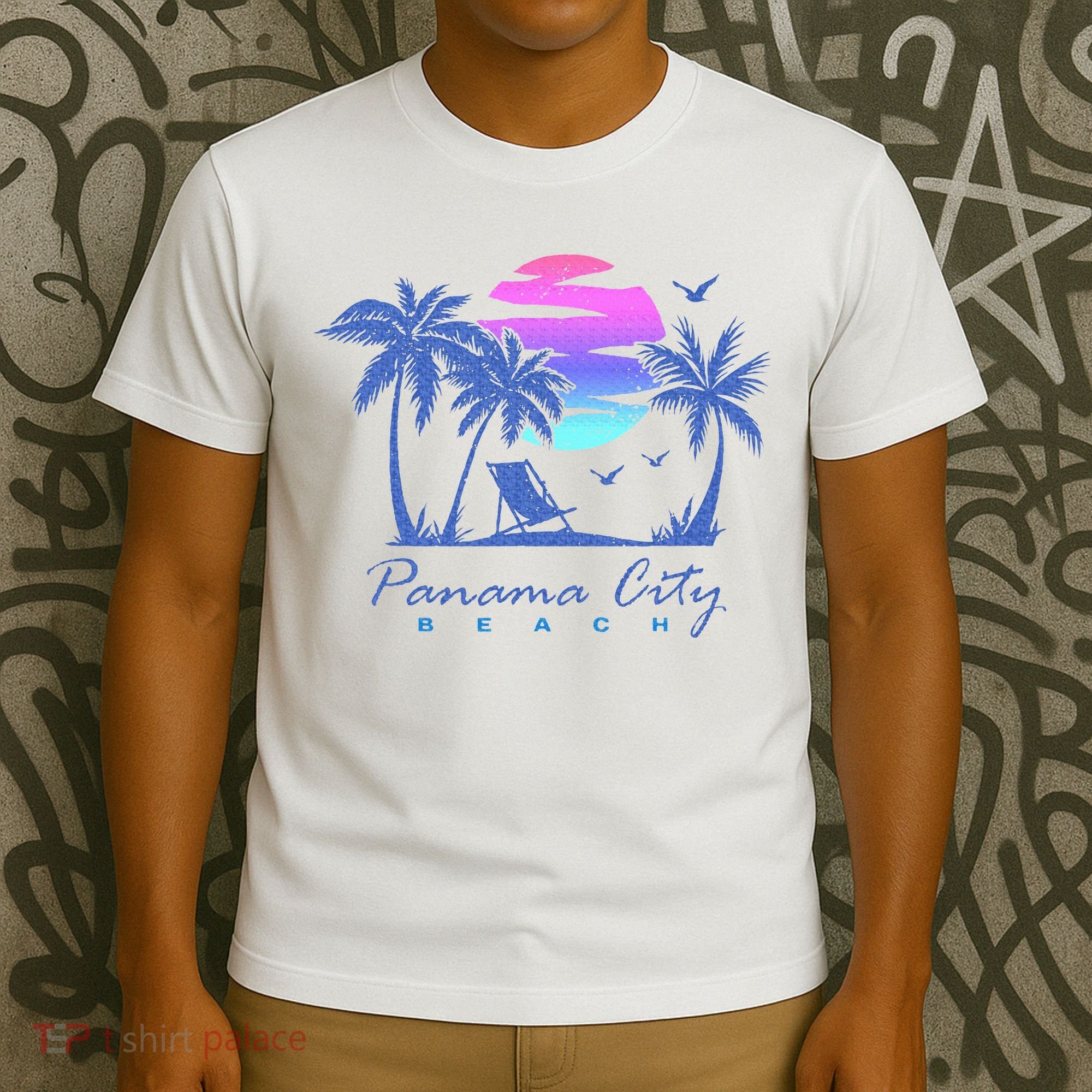 Panama City Beach Florida Vacation Trip Retro Vintage Sunset T-Shirt