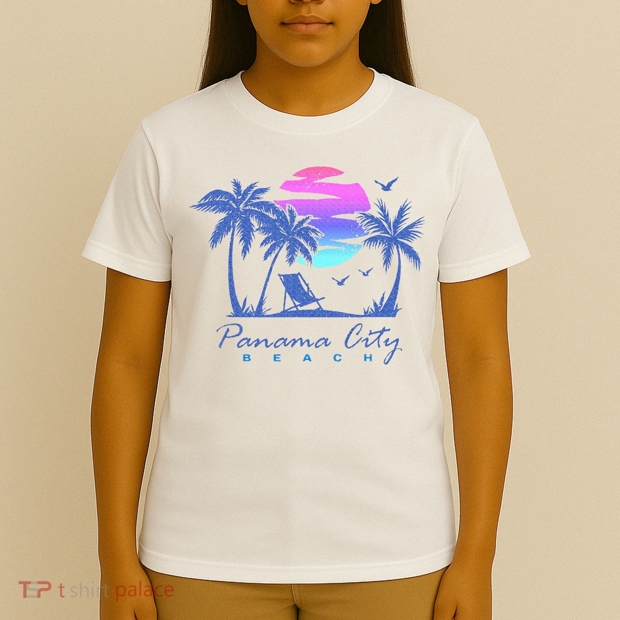 Panama City Beach Florida Vacation Trip Retro Vintage Sunset T-Shirt
