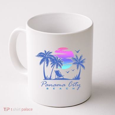 Panama City Beach Florida Vacation Trip Retro Vintage Sunset Coffee Mug