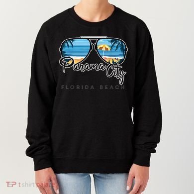 Panama City Beach Florida Palm Tree Sunglasses Souvenir Women's Sweatshirt