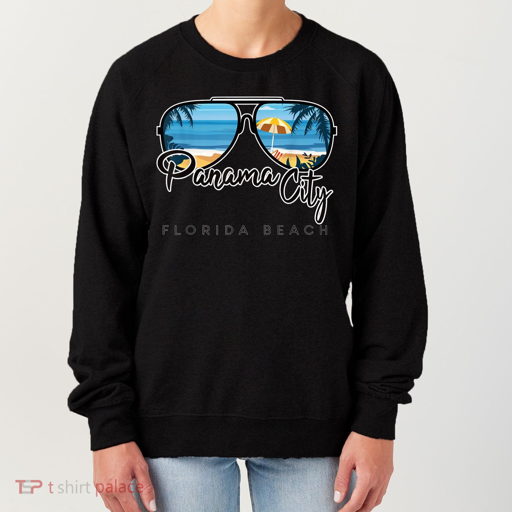 Panama City Beach Florida Palm Tree Sunglasses Souvenir Women's Sweatshirt