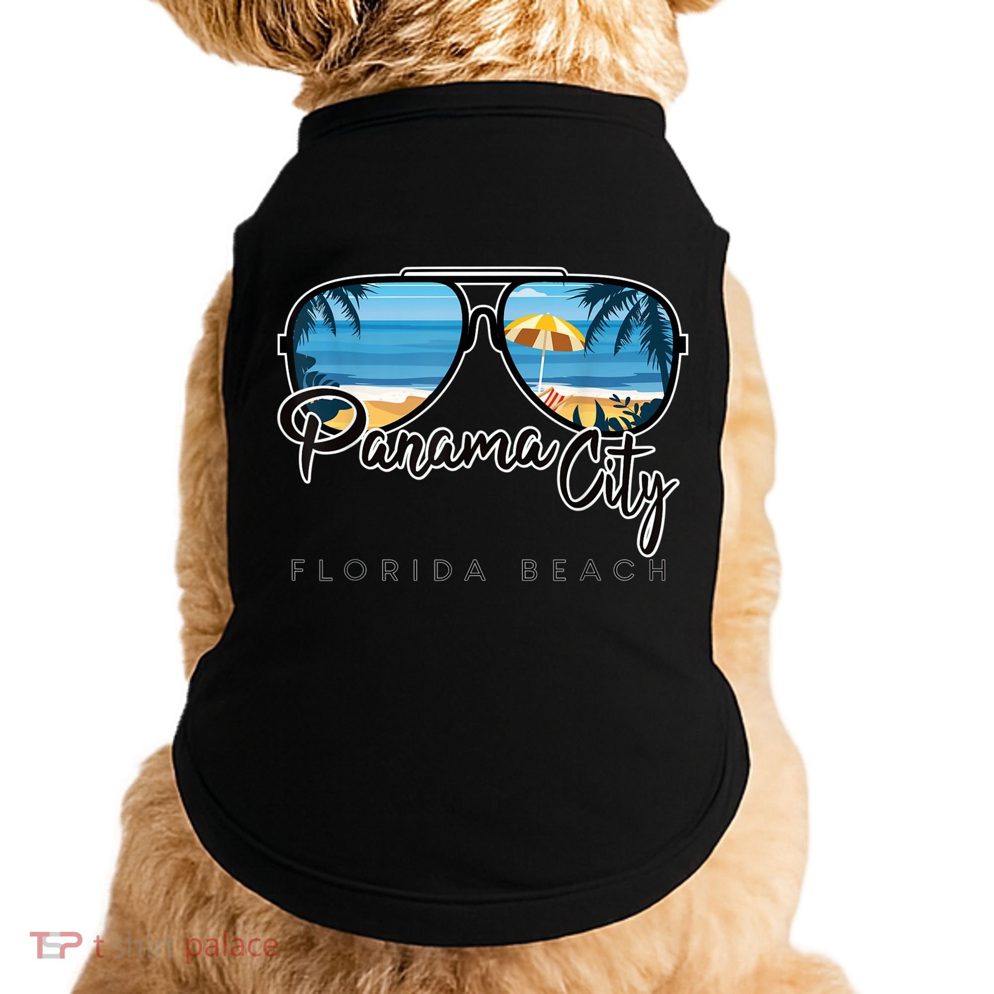Panama City Beach Florida Palm Tree Sunglasses Souvenir Doggie Tank