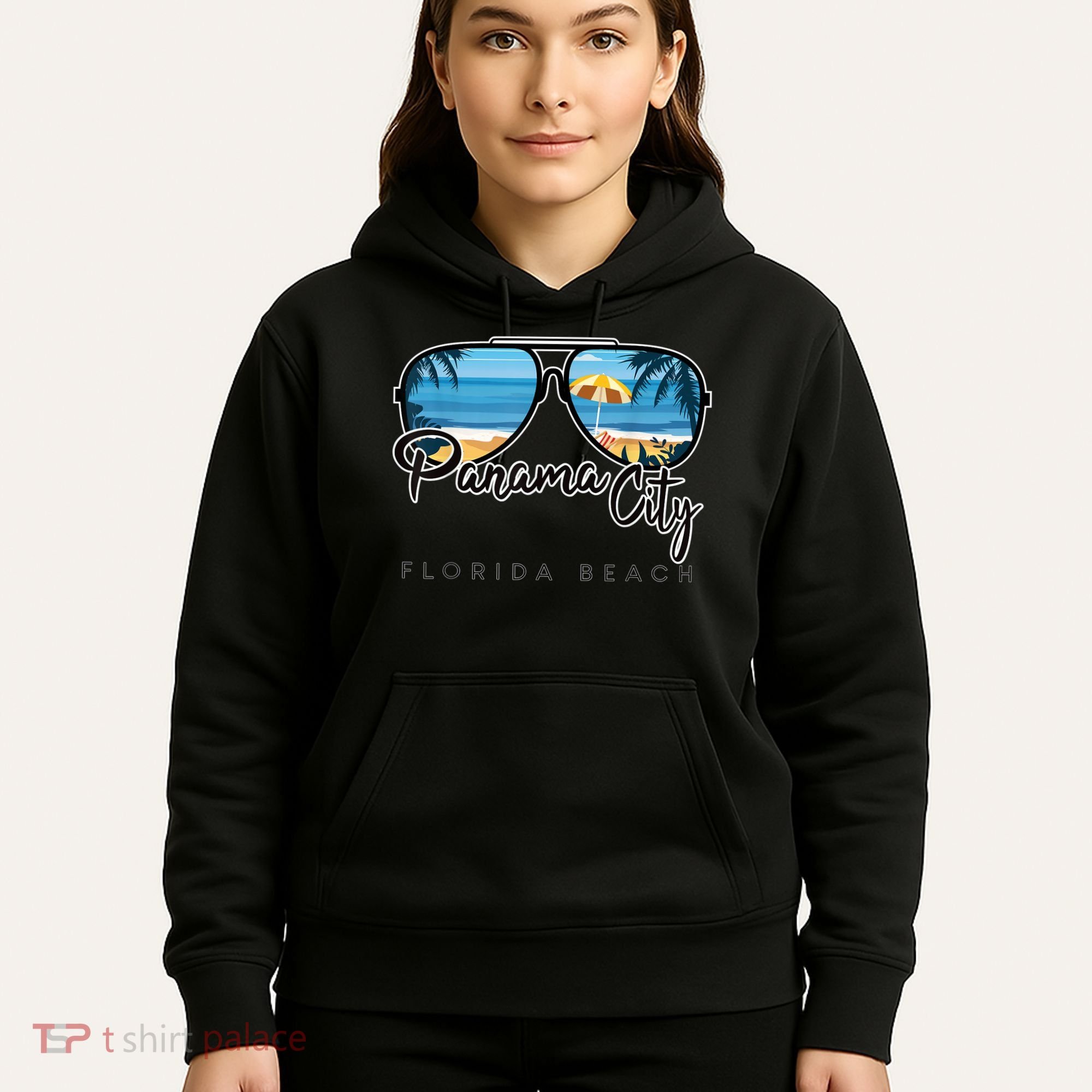 Panama City Beach Florida Palm Tree Sunglasses Souvenir Hoodie