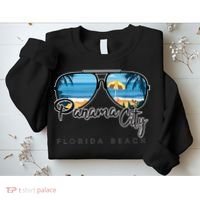 Panama City Beach Florida Palm Tree Sunglasses Souvenir Sweatshirt thumb 2