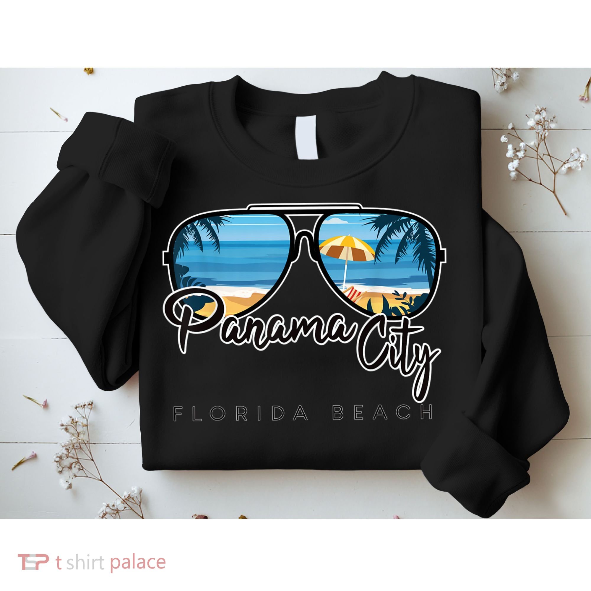 Panama City Beach Florida Palm Tree Sunglasses Souvenir Sweatshirt
