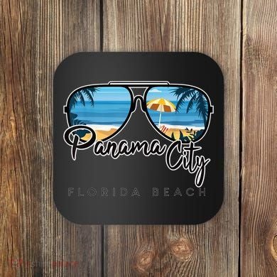 Panama City Beach Florida Palm Tree Sunglasses Souvenir Coaster