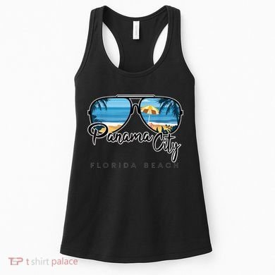 Panama City Beach Florida Palm Tree Sunglasses Souvenir Women's Tank Top
