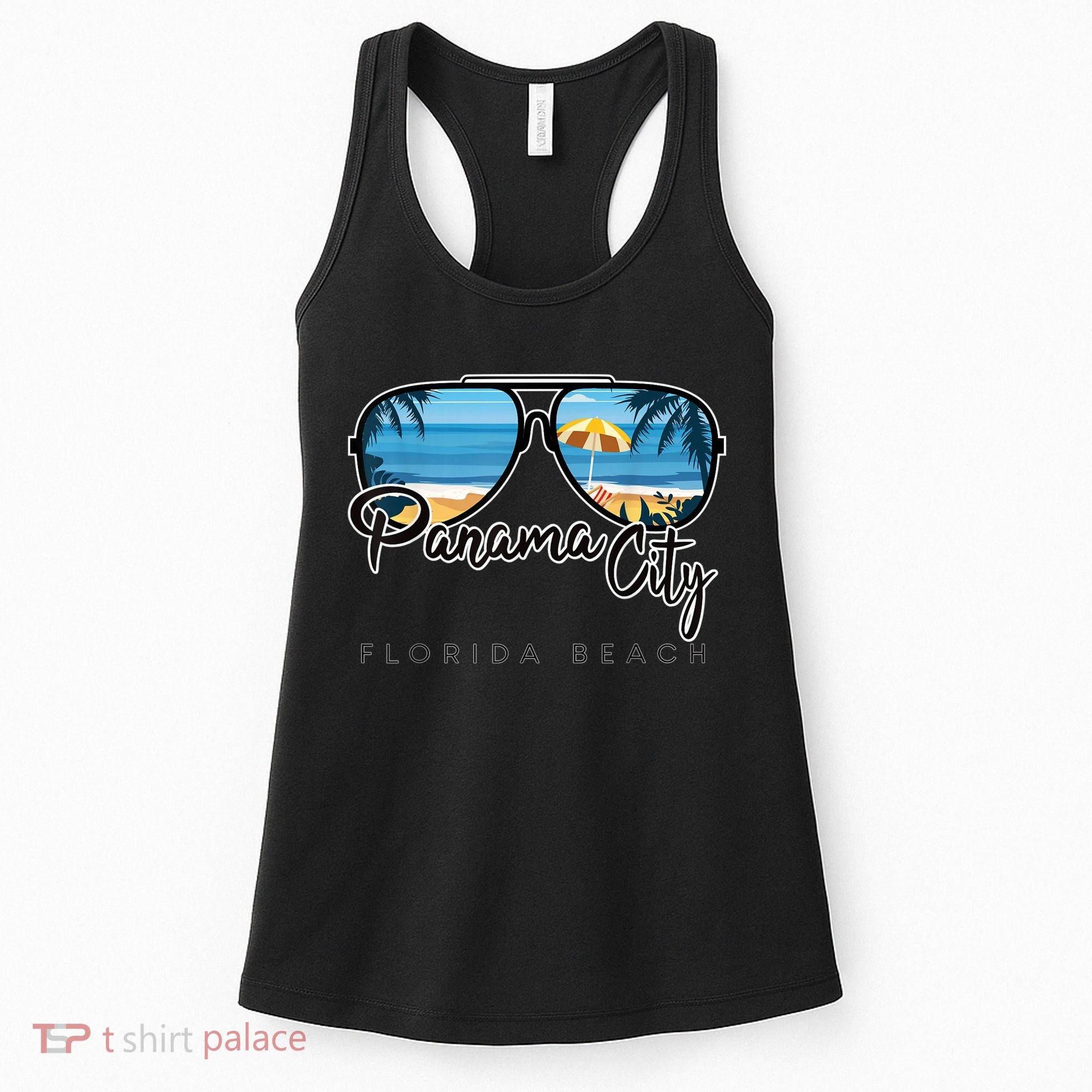Panama City Beach Florida Palm Tree Sunglasses Souvenir Women's Tank Top