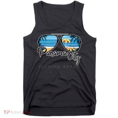 Panama City Beach Florida Palm Tree Sunglasses Souvenir Tank Top