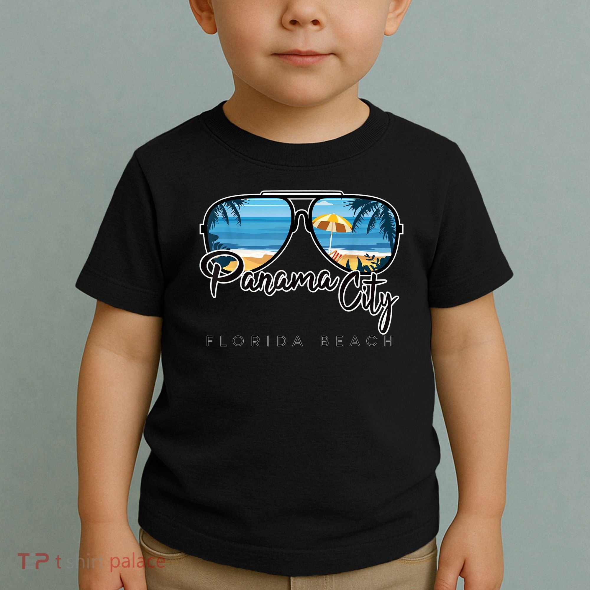 Panama City Beach Florida Palm Tree Sunglasses Souvenir Toddler T-Shirt