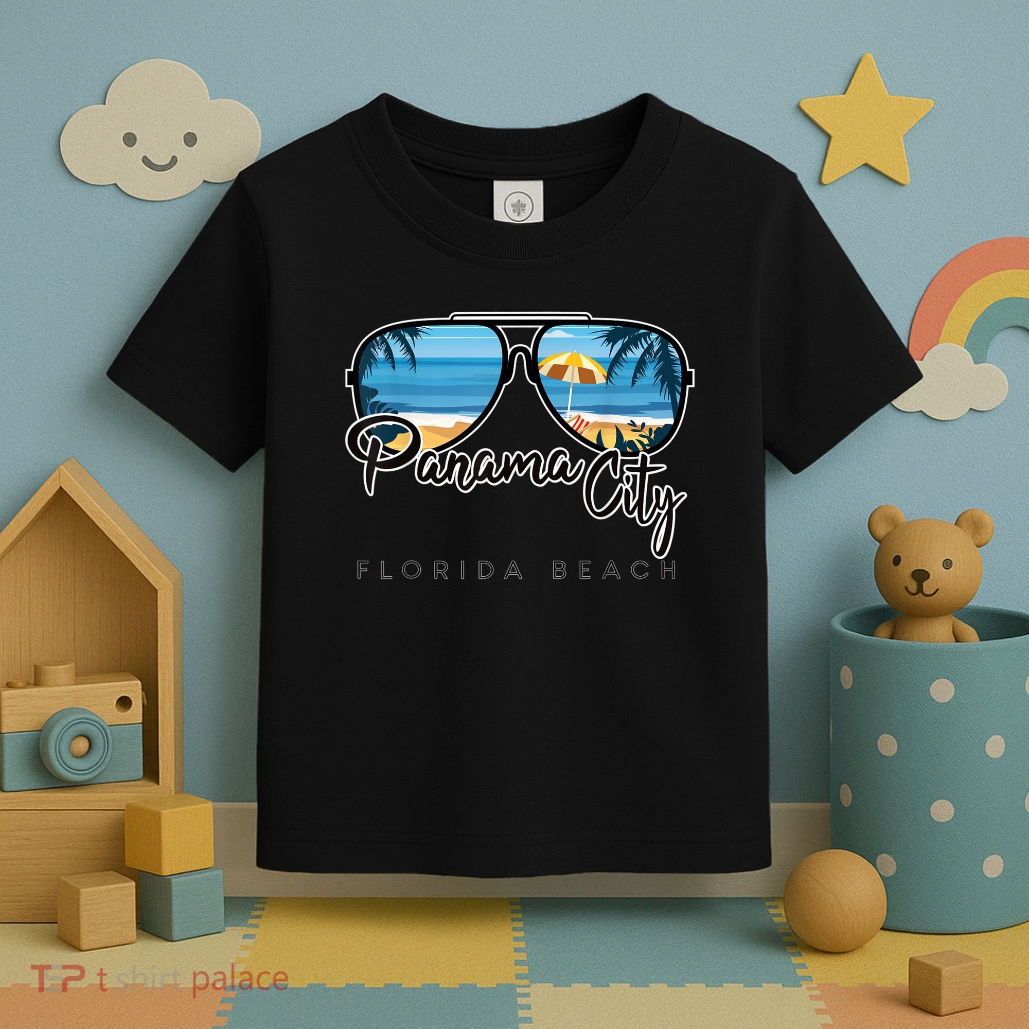 Panama City Beach Florida Palm Tree Sunglasses Souvenir Toddler T-Shirt