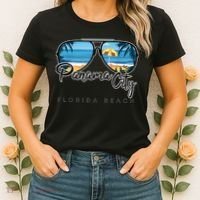 Panama City Beach Florida Palm Tree Sunglasses Souvenir Women's T-Shirt thumb 2