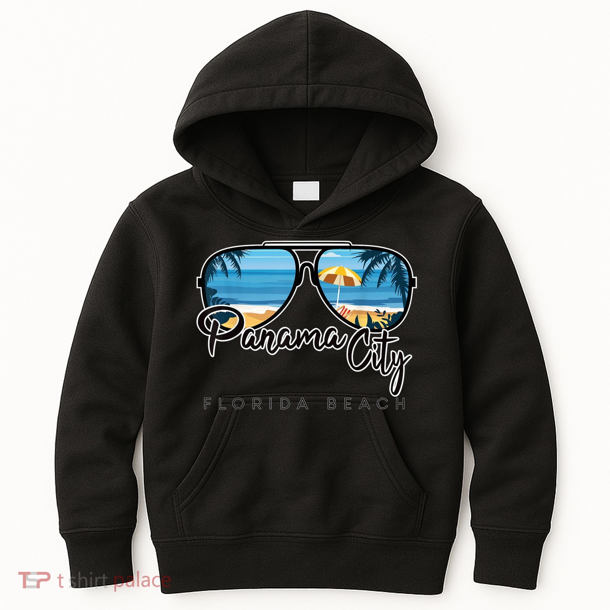 Panama City Beach Florida Palm Tree Sunglasses Souvenir Kids Hoodie