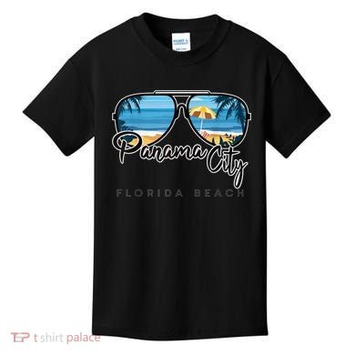 Panama City Beach Florida Palm Tree Sunglasses Souvenir Kids T-Shirt