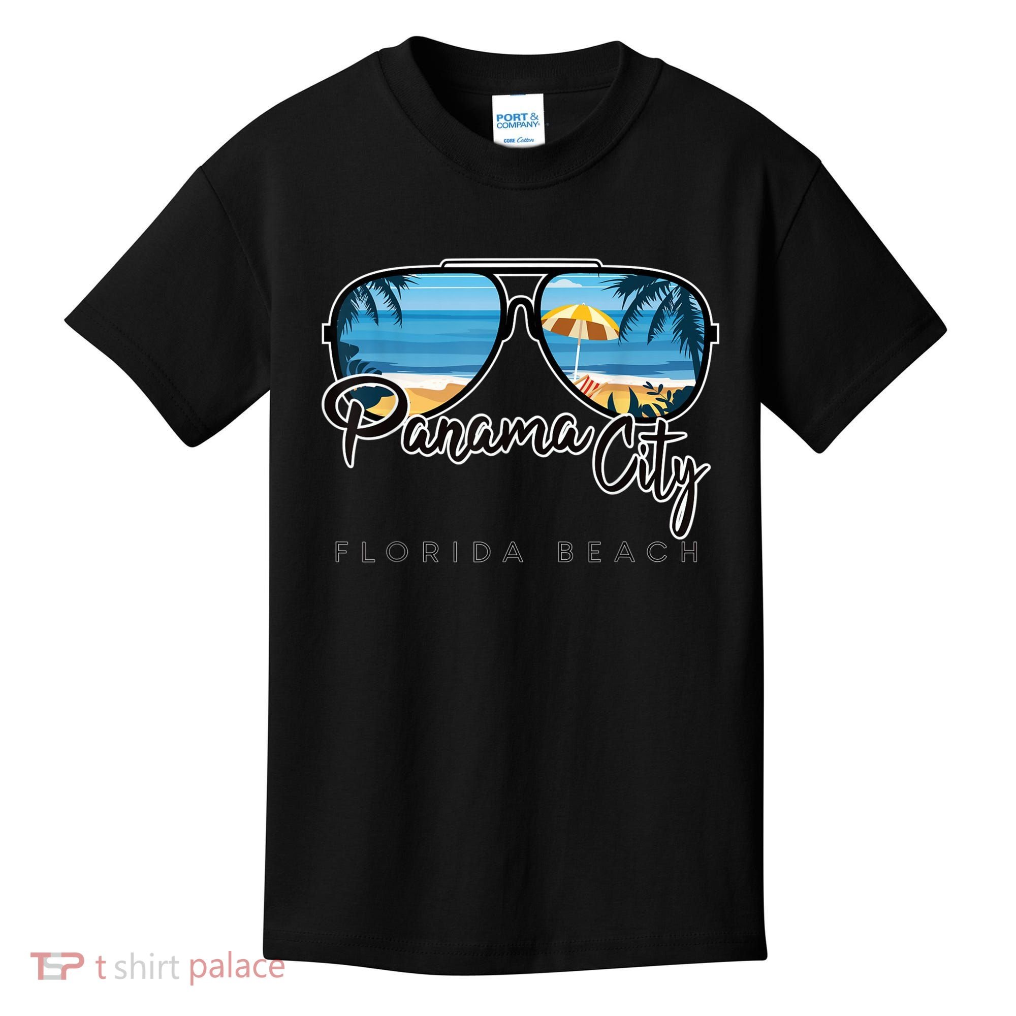 Panama City Beach Florida Palm Tree Sunglasses Souvenir Kids T-Shirt