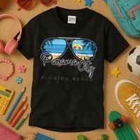 Panama City Beach Florida Palm Tree Sunglasses Souvenir Kids T-Shirt thumb 3