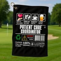 Patient Care Coordinator Complex Characters Coffee And Beer Great Gift Golf Towel thumb 1