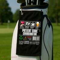 Patient Care Coordinator Complex Characters Coffee And Beer Great Gift Golf Towel thumb 2