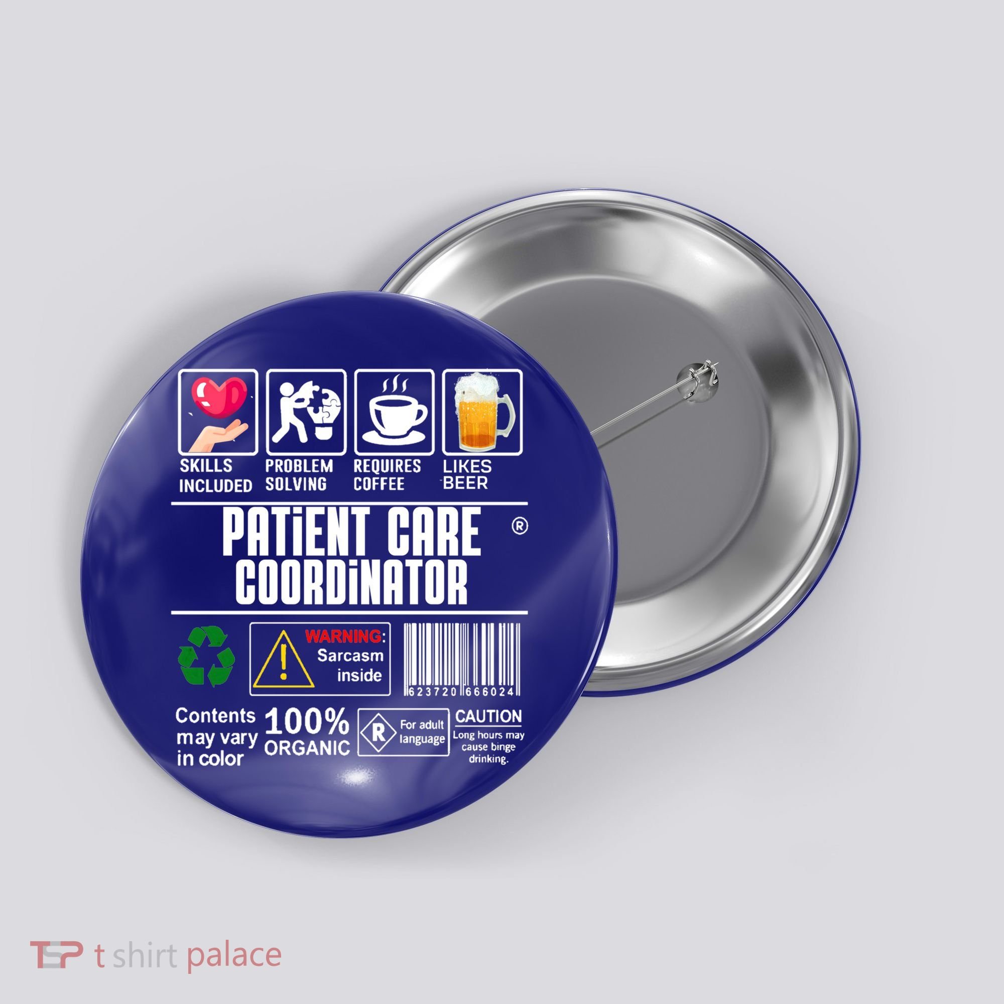 Patient Care Coordinator Complex Characters Coffee And Beer Great Gift Button