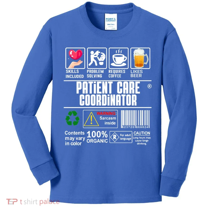 Patient Care Coordinator Complex Characters Coffee And Beer Great Gift Kids Long Sleeve Shirt