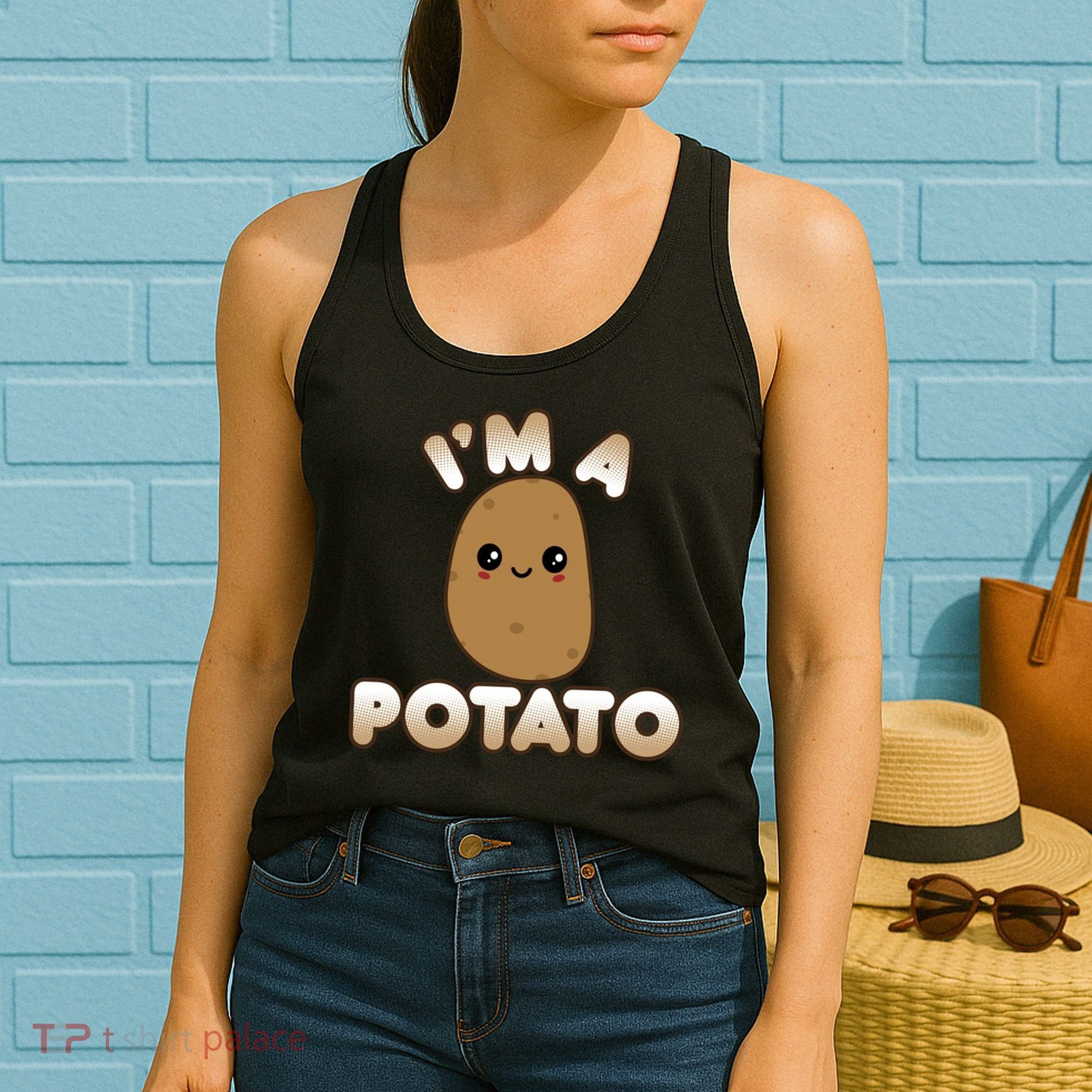 Potato Costume Cute Kawaii Style Smiling IM A Potato Women's Tank Top