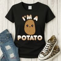 Potato Costume Cute Kawaii Style Smiling IM A Potato Women's T-Shirt thumb 3