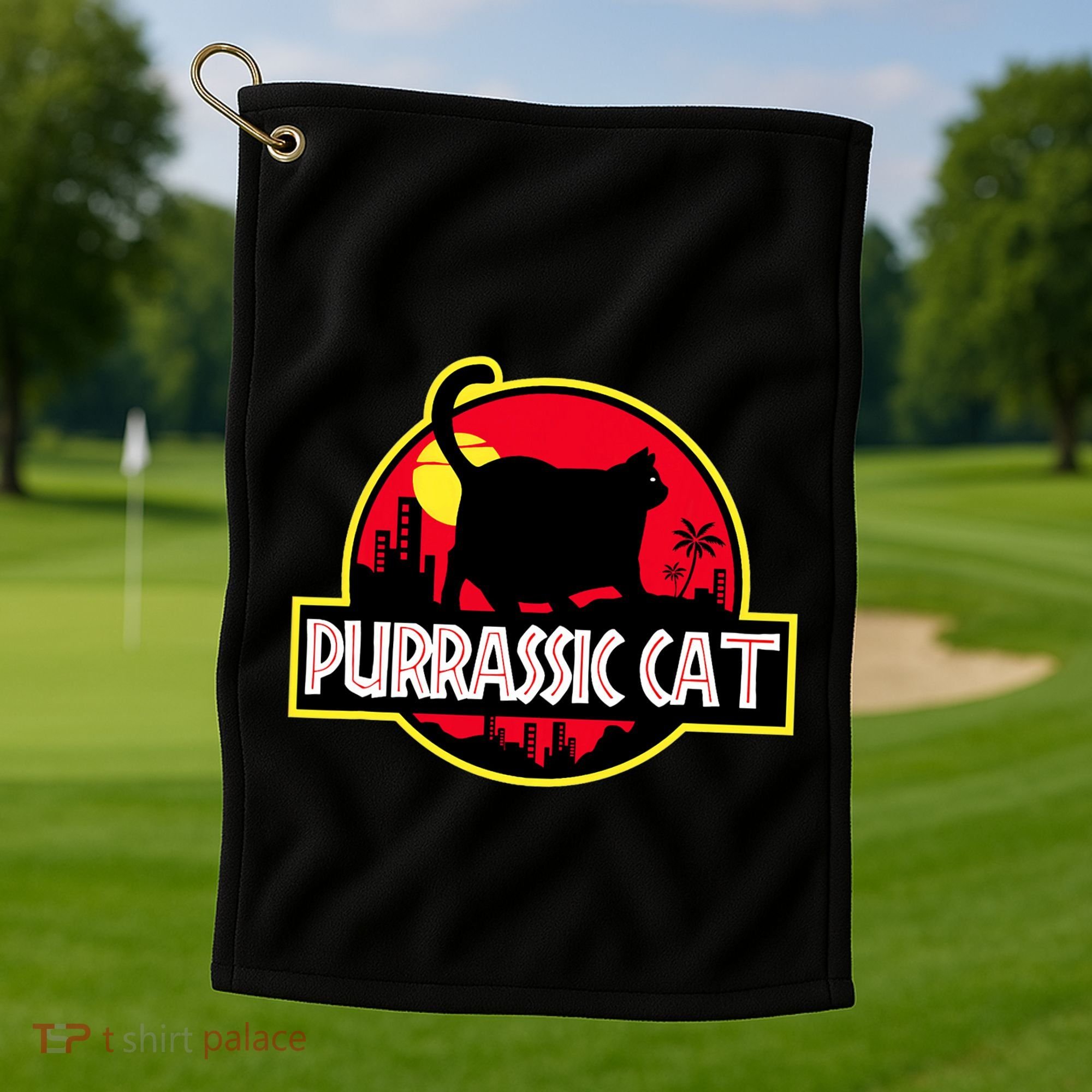 Purrassic Cat Chonk Oh Lawd For Cat Dad Cat Golf Towel