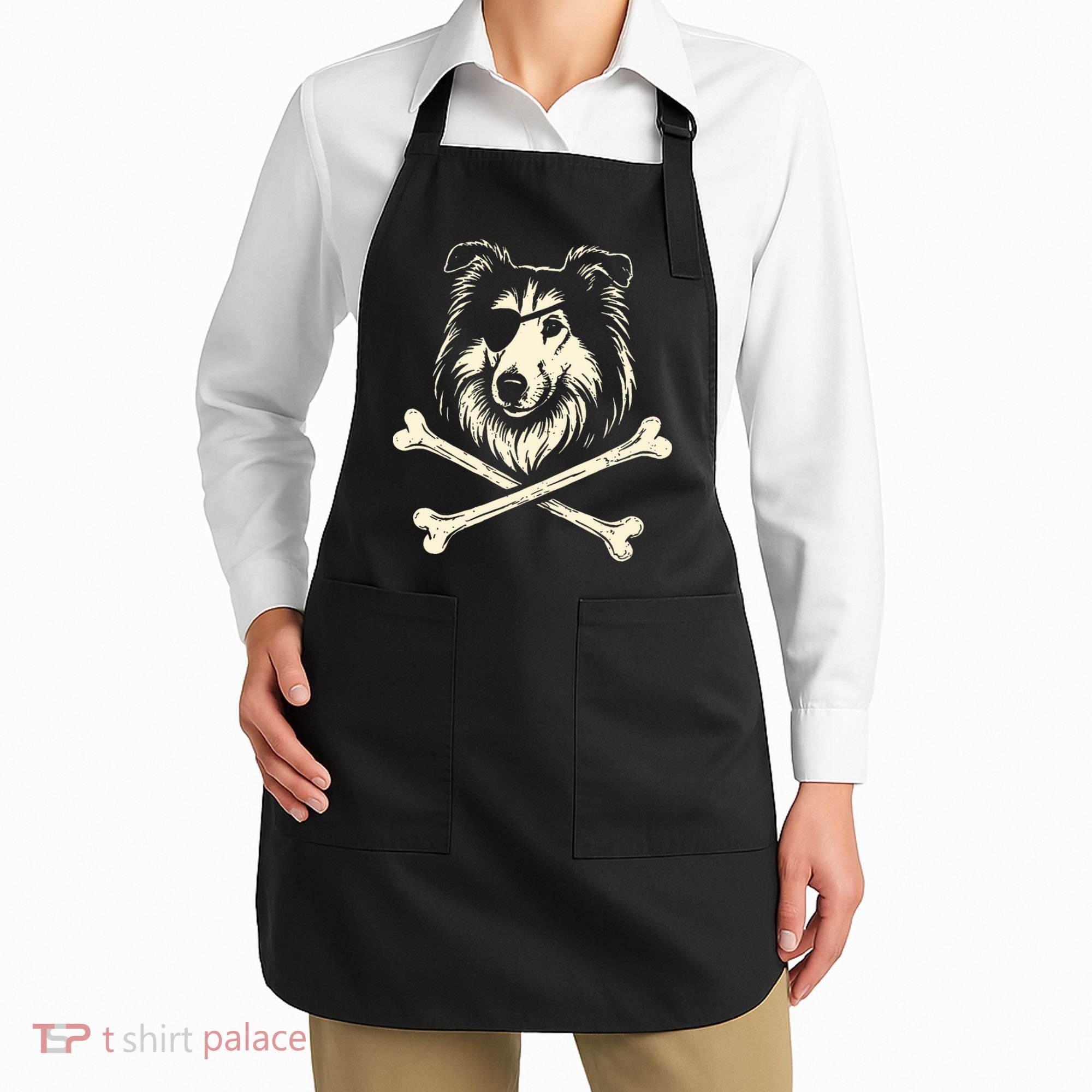 Pirate Collie Crossbones Dog Apron
