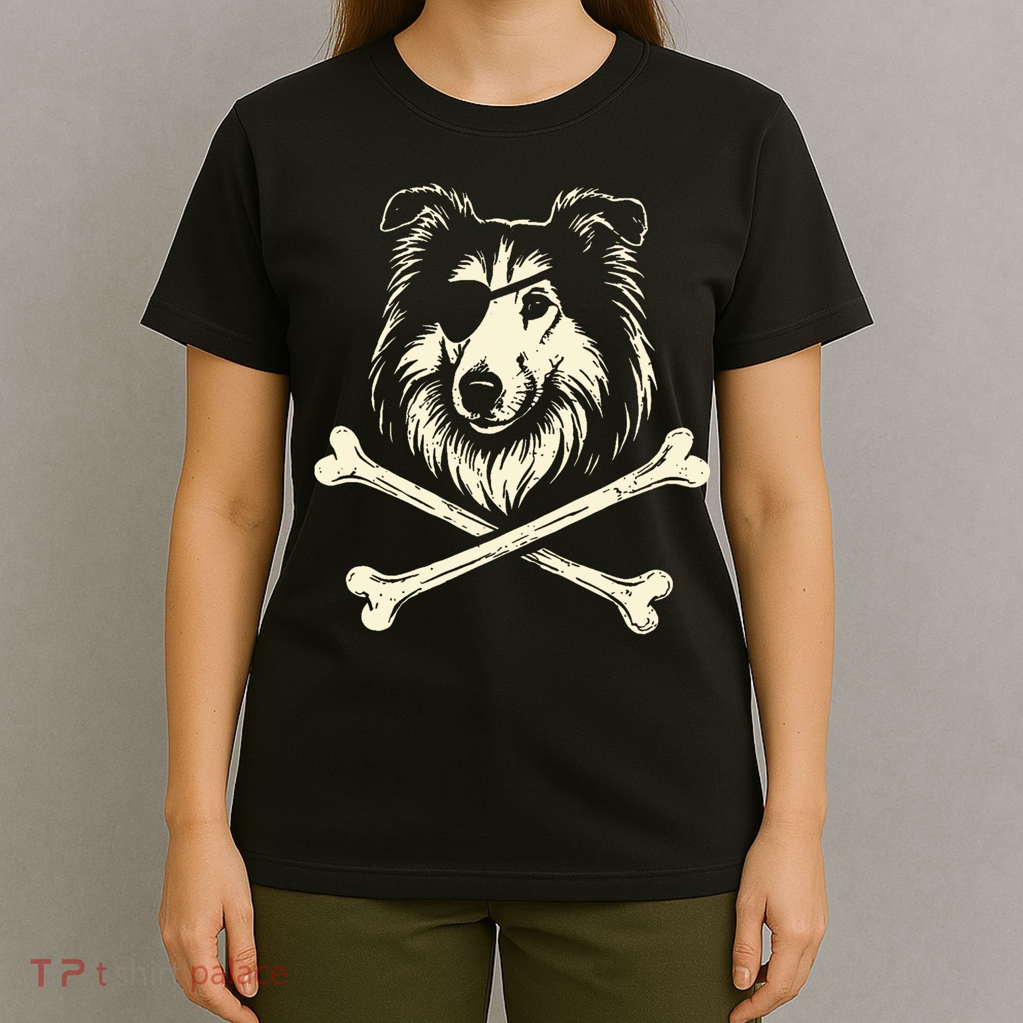 Pirate Collie Crossbones Dog T-Shirt