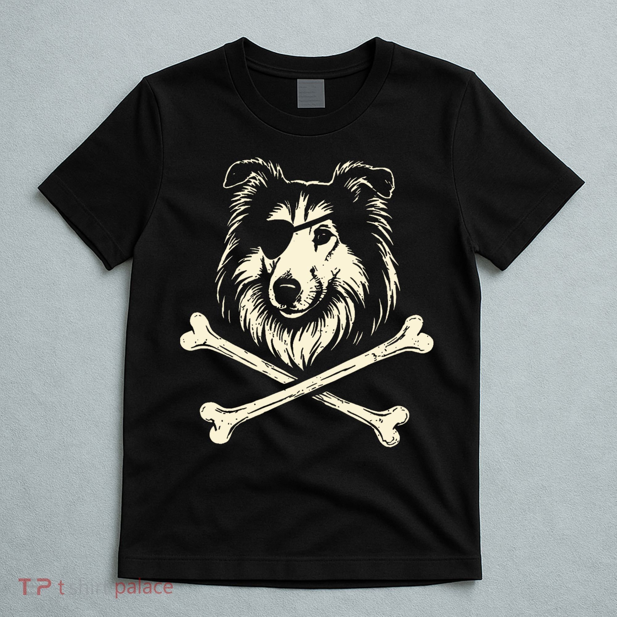 Pirate Collie Crossbones Dog T-Shirt