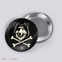 Pirate Collie Crossbones Dog Button thumb 0