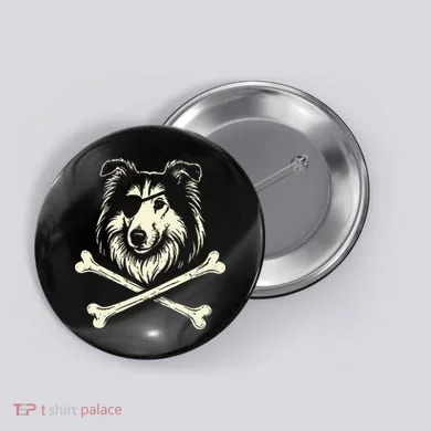 Pirate Collie Crossbones Dog Button