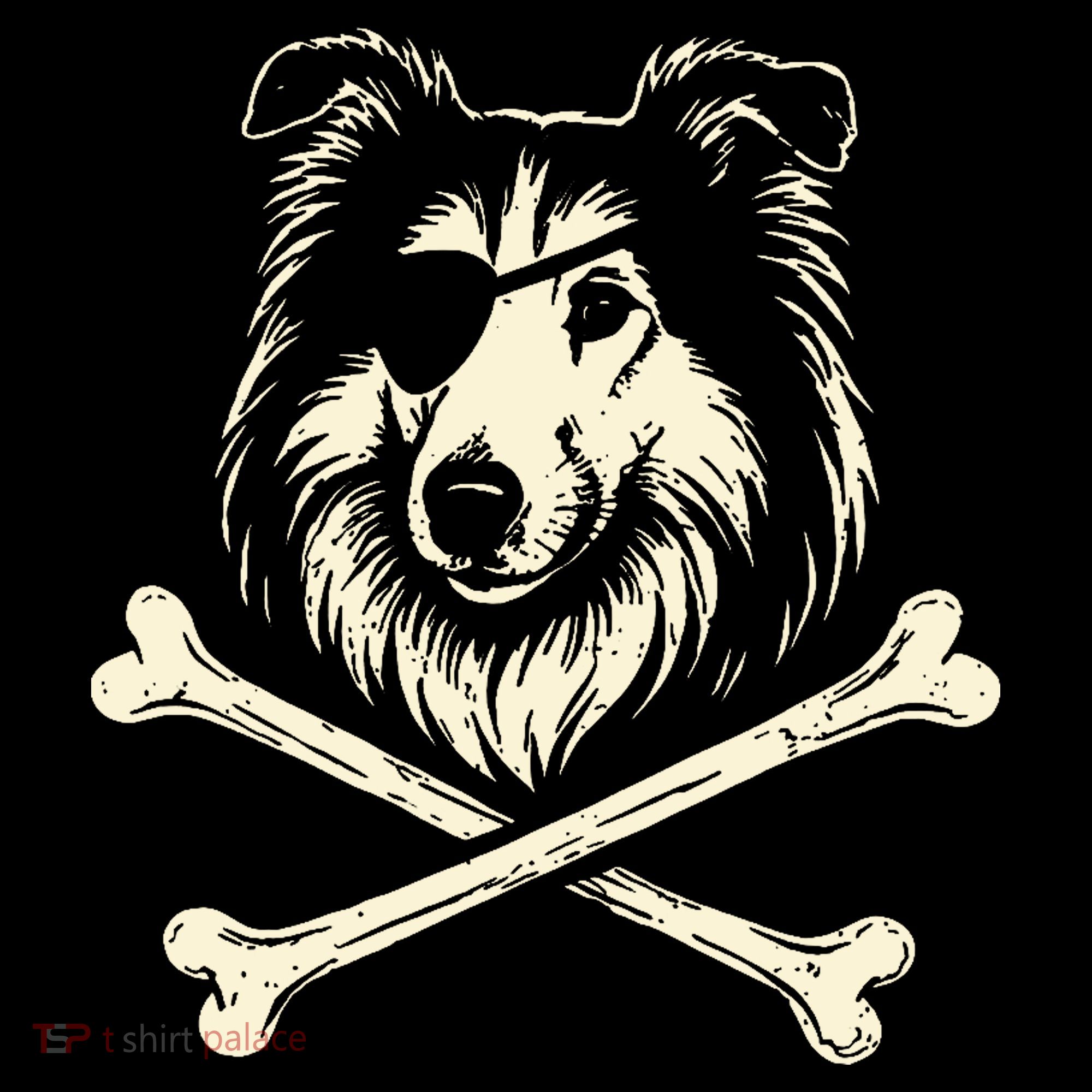Pirate Collie Crossbones Dog Button