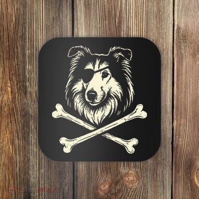 Pirate Collie Crossbones Dog Coaster
