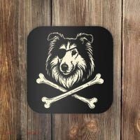 Pirate Collie Crossbones Dog Coaster thumb 0
