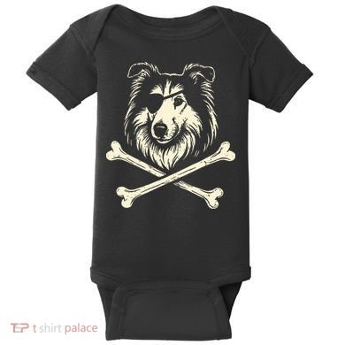 Pirate Collie Crossbones Dog Baby Bodysuit