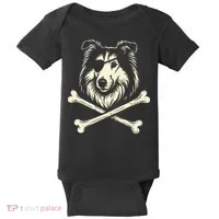 Pirate Collie Crossbones Dog Baby Bodysuit thumb 0