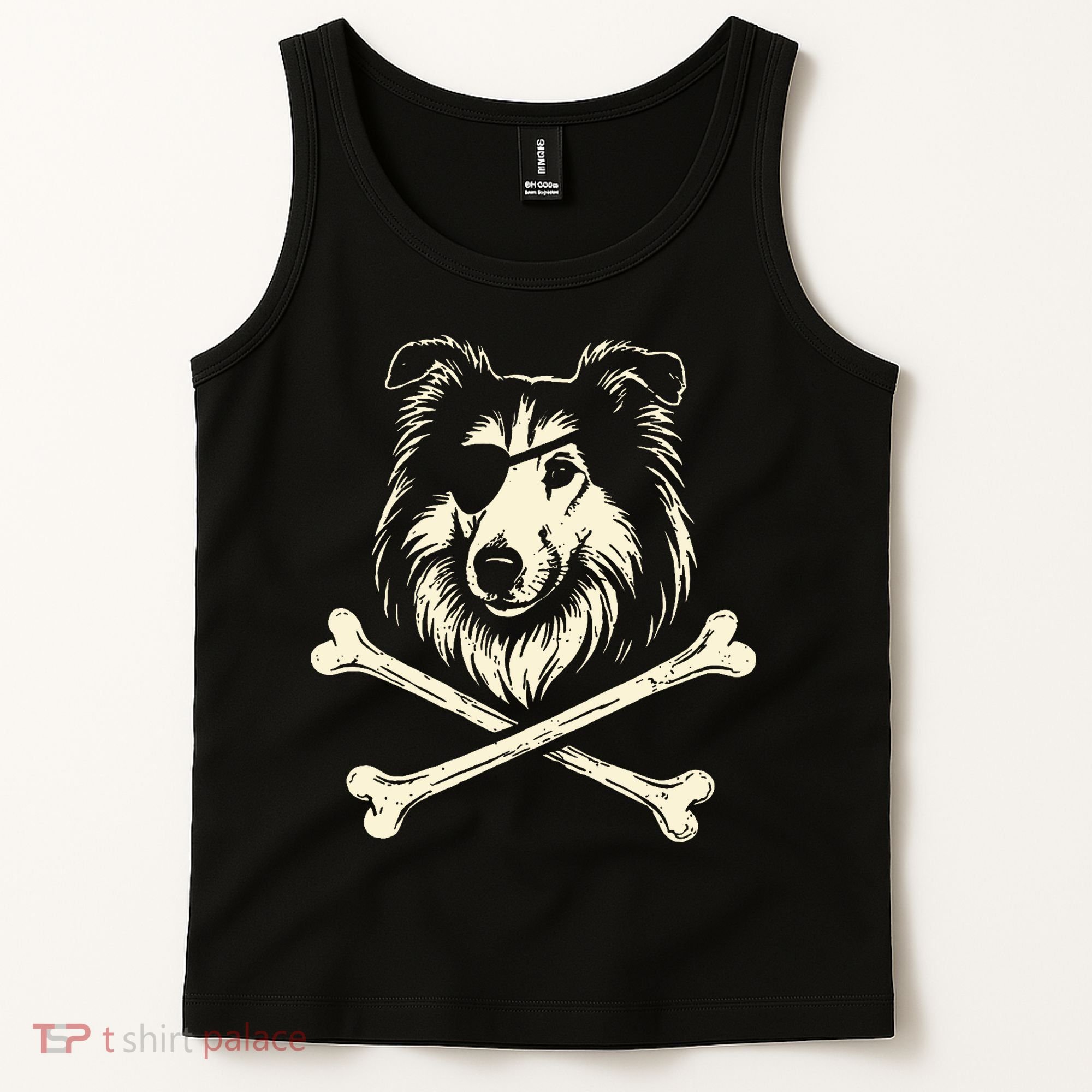 Pirate Collie Crossbones Dog Tank Top