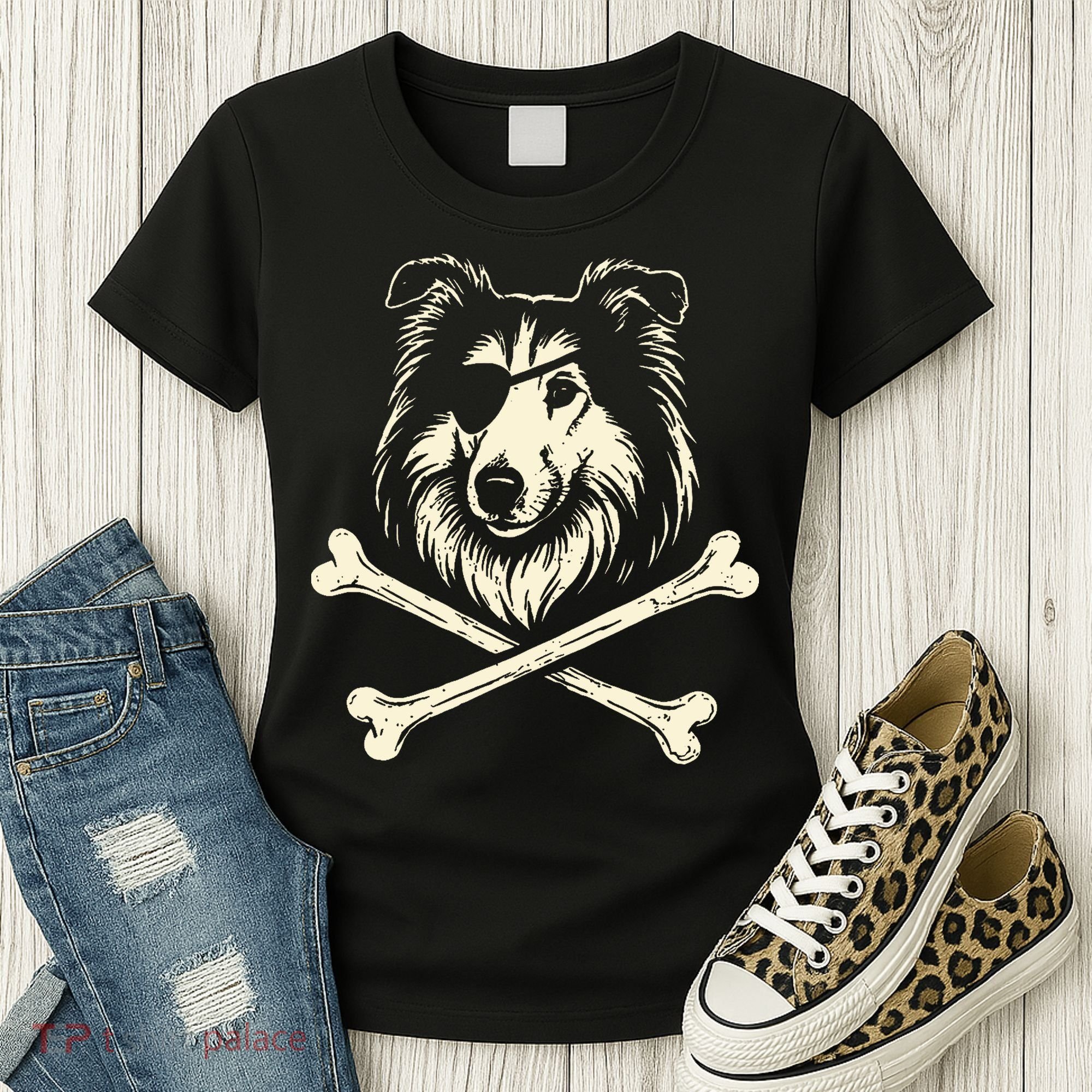 Pirate Collie Crossbones Dog Women's T-Shirt